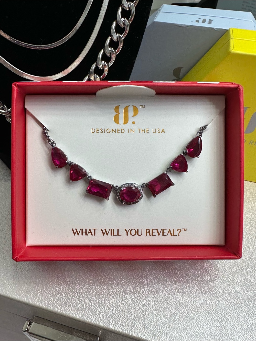 The Quinn Necklace - Ruby hematite plating BP